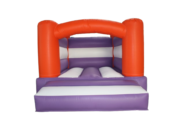 Hüpfburg - 4x3 m - Standard - ohne Dach - lila/weiß/orange