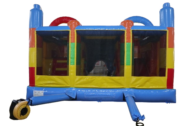 Hüpfburg 5x4,5 m - Multiplay Doppelrutsche Bausteine