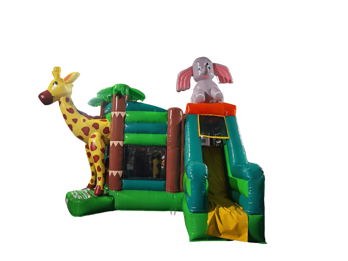 Hüpfburg 5x4,5 m - Dschungel - Rutsche seitlich
