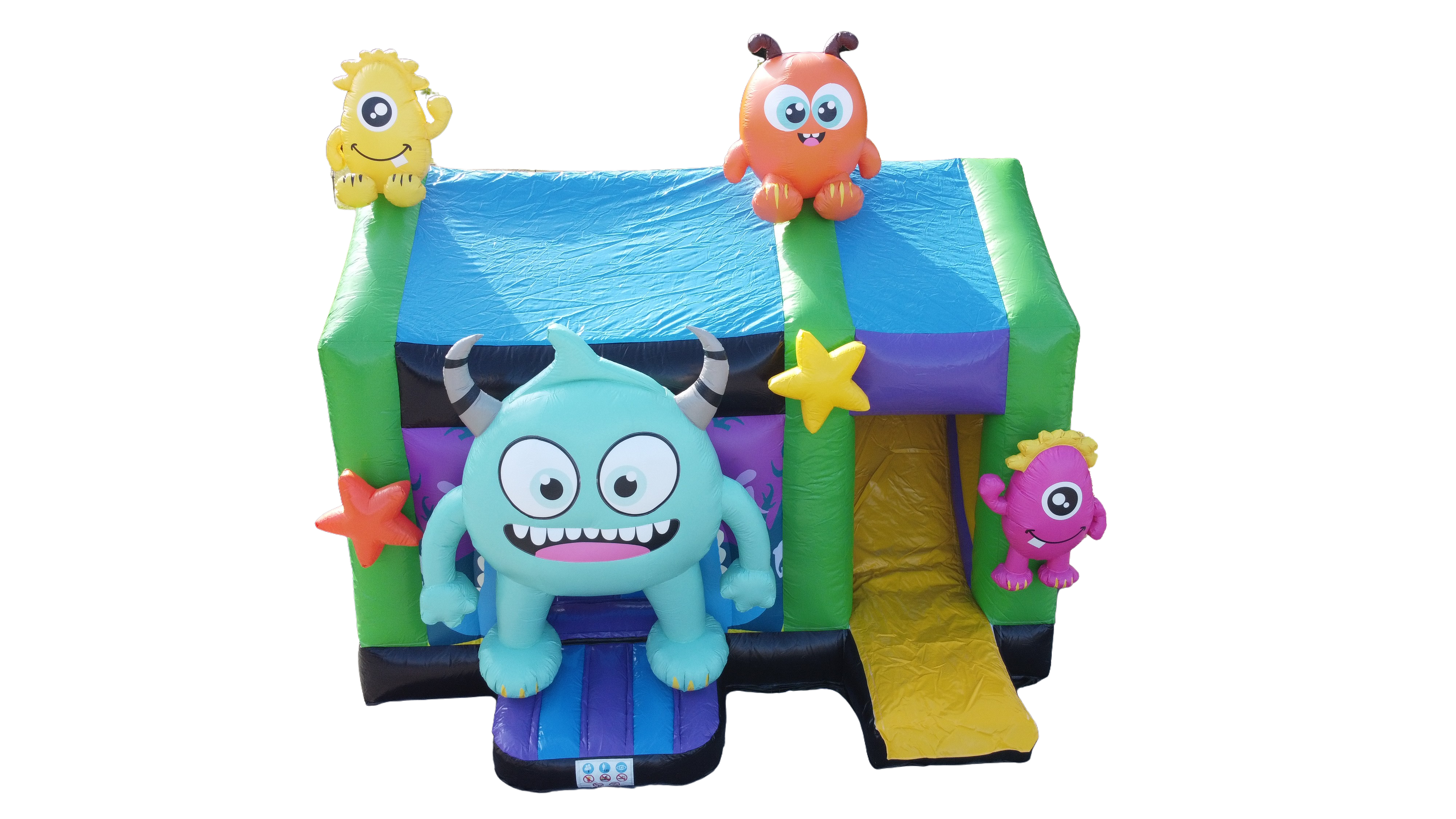 Multiplay-Hüpfburg 5x4 m - mit Rutsche - nette Monster
