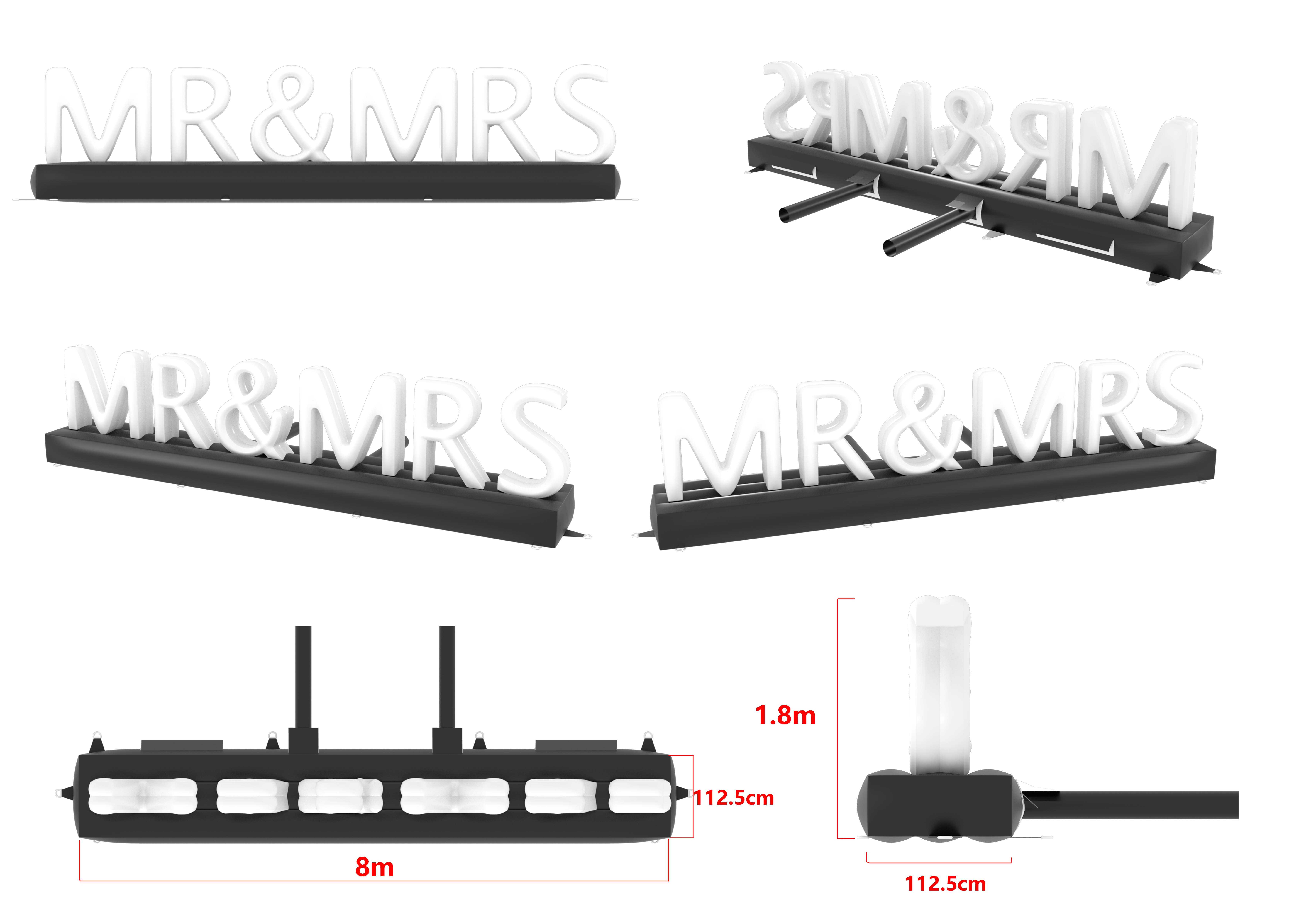 MR&MRS - aufblasbarer Schriftzug - 8 x 1,12m